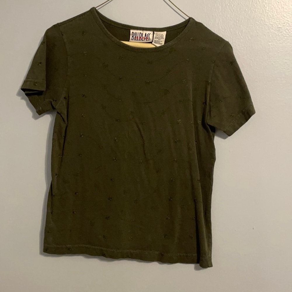 Bill Blass Jean short sleeve top dark green